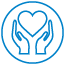 Icon of hands holding a heart.